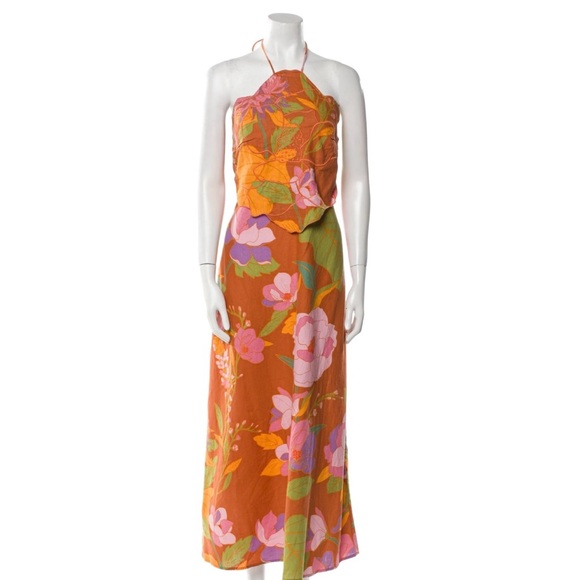 Caroline Constas Floral Halter Dress linen dress travel dress summer dress - Picture 12 of 16